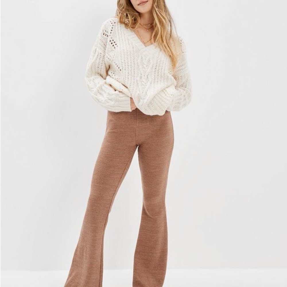 Aerie Tan Boot Cut Flare Pants